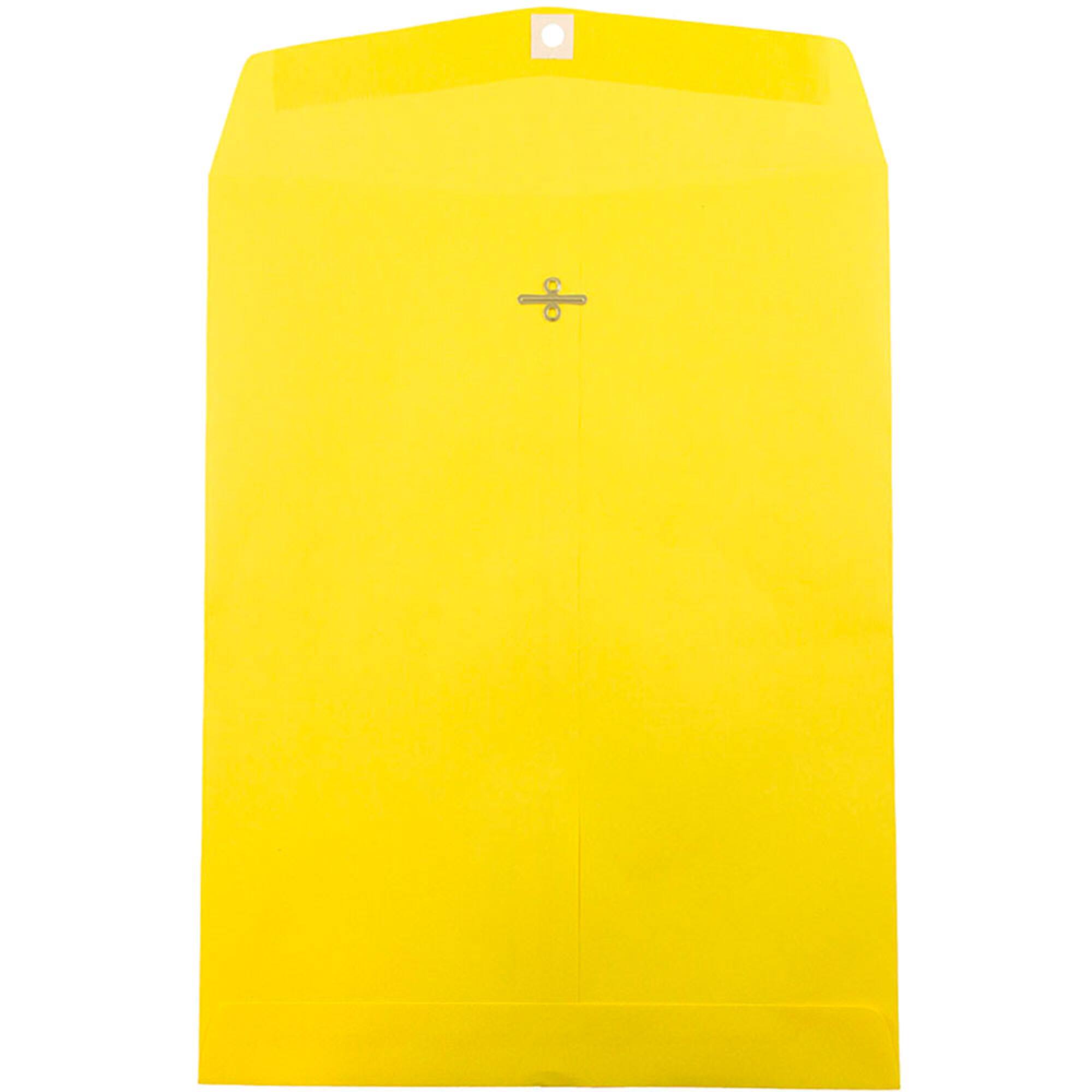 JAM Paper 10" x 13" Brite Hue Yellow Clasp Closure Catalog Envelopes, 100ct.